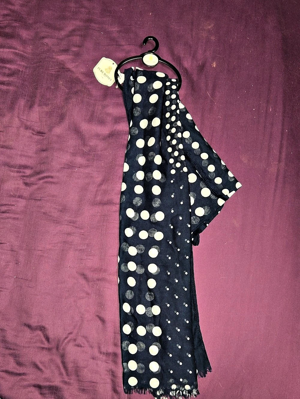 Pure Honey Blue & White Polka Dot Scarf